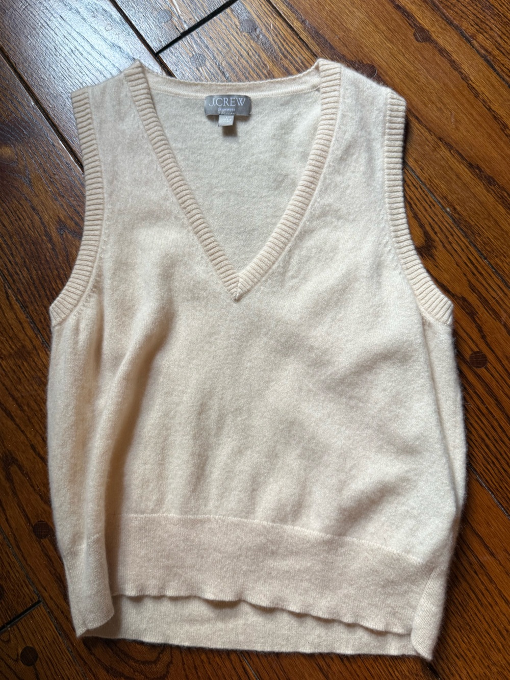 J. Crew Cream V-Neck 100% Cashmere Sweater Vest